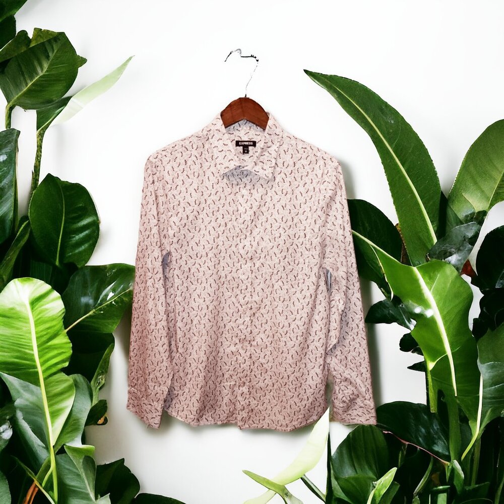 Express ★ Men's Casual Button-Up Dress Shirt ★ Dumai Summer Floral Print - Picture 4 of 5